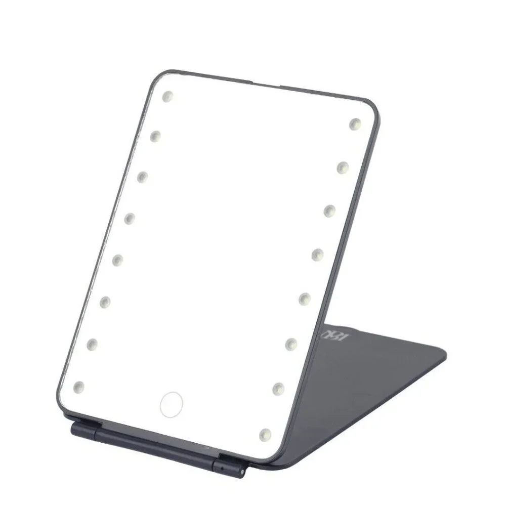 Vivitar LED Lighted Travel Mirror Stand White Slim Design Touch Sensor Foldable